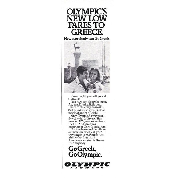 Olympic Airways Vintage Travel Advertisement Print Greece 1970s - Picture 1 of 2